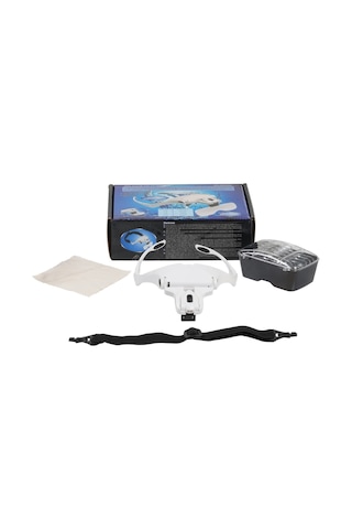 5 Lensli 2 Led Işıklı Ayarlanblr Gözlük Tipi Büyüteç-1.0x -3.5x Zoom-microblading Işıklı Loop Gözlük