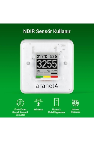 Aranet4 Home Co2 Hava Ölçüm Isı Monitörü