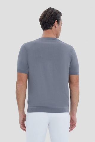 Sabri Özel Erkek Gri Dar Kesim Slim Fit Viskon Triko Bisiklet Yaka Tişört
