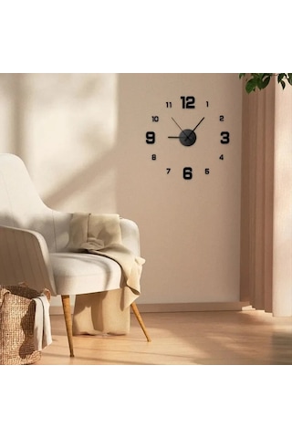 Gatherco Modern Çerçevesiz Kendin Yap Duvar Saati Büyük 3d Rakamlar Duvar Saati Ev Ofis Dekorasyonları Duvar Dekorasyon Sanatı Siyah