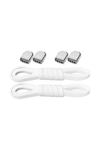 Akıllı Kilitli Ayarlanabilir Beyaz 6 Mm Lastik Pratik Bağcık 1 Çift Beyaz