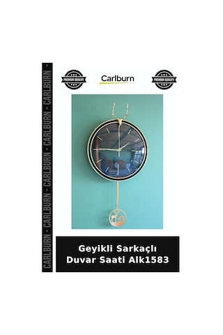 Özel Üretim Dekoratif Salon Ahşap Hediye Modern Geyikli Sarkaçlı Duvar Saati Alk1583