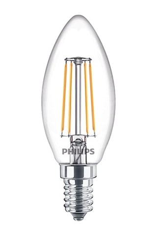 Philips LED Classic Şeffaf Filament Mum Ampul 4.3W 470 Lum 2700K Sarı Işık B35 E14 (40W)