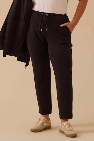 Kadın Büyük Beden Bağcıklı Bilek Boy Pantolon - Siyah 4358748