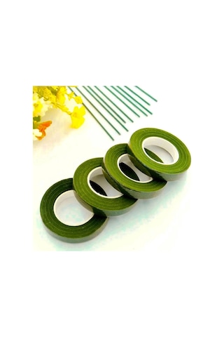 Yapışkanlı Çiçek Bandı - Açık Yeşil - 1cmx35 Metre - Çiçek Teli S