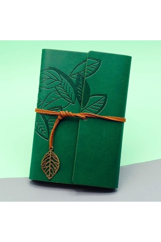 River World Deri Defter Deseni Yeşil Yaprak Çok Renkli