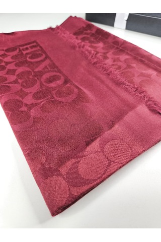 Miorel Scarfs C Desen Çift Taraflı Kaşmir İpek Şal 4 Mevsim Pamuk Şal Bordo