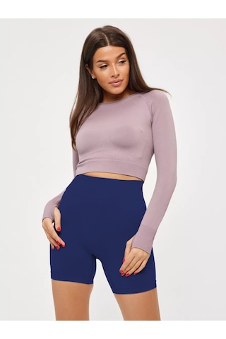 Mistirik Jerovin Model Toparlayıcı Örme Seamless Push Up Etkili Kısa Şort Lacivert Renk Lacivert