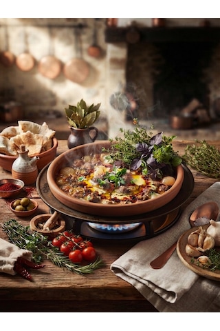 Taş Fırın Uyumlu Ateşe Dayanıklı Toprak Güveç-fırın Kabı- Fırın Tepsisi 33 Cm 5-6 Kişilik