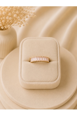 Valmont Accessories Kadın Gold Renk Pudra Pembe Baget Taşlı Yüzük