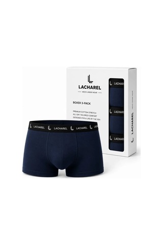 Veraura Lifestyle Erkek Likralı Pamuklu Nefes Alan Penye Boxer 3lü Paket - Lacivert