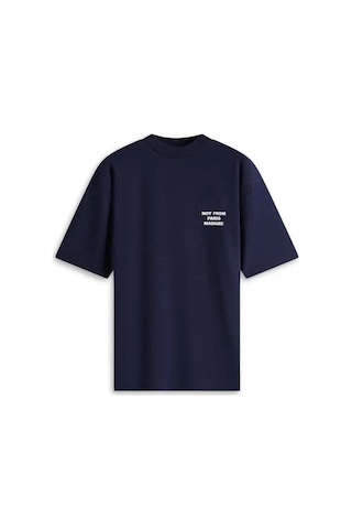 100% Pamuk Ile Üretilmiş 'not From Paris Madame' Slogan T-shirt - Şık Ve Rahat Lacivert
