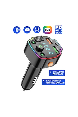 Transmitter Bluetooth Fm Araç Kiti Kolay Bağlantı Araba Müzik Mp3 Çalar Oto Çakmaklık Hızlı Şarj