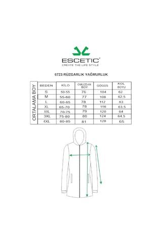 Escetic Kadın Lacivert File Astarlı Cepli Kapüşonlu Spor Rüzgarlık Yagmurluk İnce Ceket 6723-3722-lacivert Lacivert