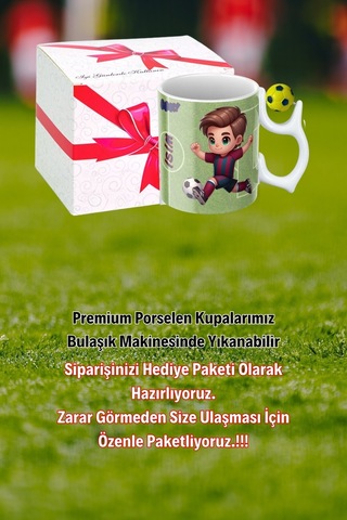 Sarı Lacivert Futbol Toplu Bordo Mavi Forma Oyunculu Taraftar İsimli Baskılı Kupa Bardak Beyaz