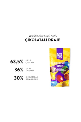 Patislove Renkli Şeker Kaplı Sütlü Çikolatalı Draje, 90g