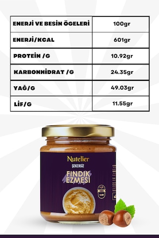 Nutelier Şekersiz Fındık Ezmesi 350 G