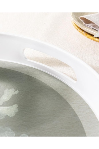 Madame Coco Audra Yuvarlak Tepsi Beyaz