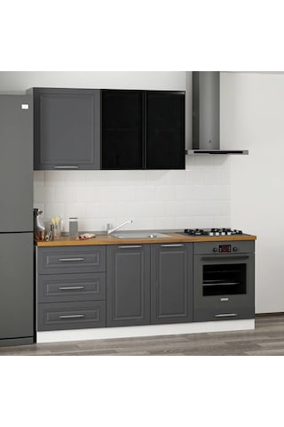 Minar 200 Cm Mbr C+alm. Cam Mutfak Dolabı Byz Ant 200-mcacba3
