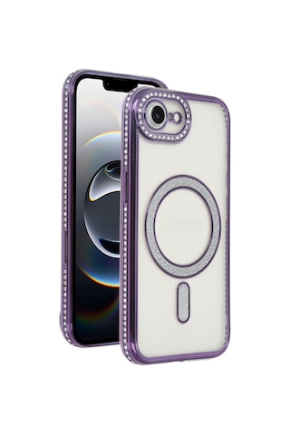İphone 16e Joke Simli Magneticsafe Kılıf - Derin Mor
