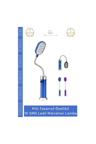 Ledlilamba Alüminyum Gövde Esnek Başlık Pilli Kamp Beyaz Aydınlatma 15 Smd Ledli Mıknatıslı Lamba Çok Renkli