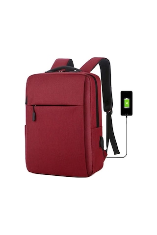 15.6 İnç Laptop Çantası - Usb Şarjlı, Hafif & Suya Dayanıklı - 6 Renk Seçeneği Siyah