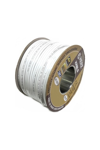 Herz Rg6U6 Full Hd 4K Uyumlu Uydu Anten Kablosu 100Metre Beyaz