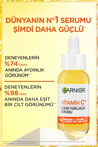 Garnier Vitamin C+ Süper Parlaklık Serumu (Niasinamid, Salisilik, Melasyl) 30 ML