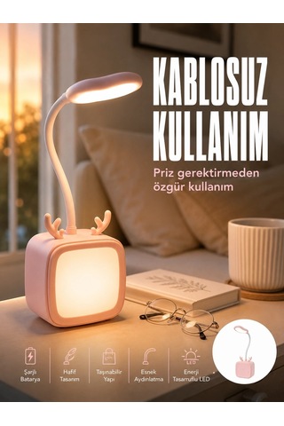 Ayarlanabilir Led Masa Lambası Şarjlı Modern Aydınlatma Çok Renkli 37068435
