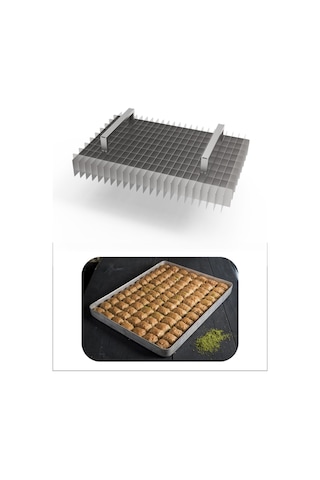 Baklava Dilimleme Bıçağı Paslanmaz Çelik Baklava Dilimi İz Çıkarma Bıçağı, 49x69 Tepsi 10x25 Dilim Gümüş