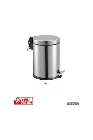 Pedallı Çöp Kovası 12 Litre Paslanmaz Çelik Banyo, Mutfak & Wc Çöp Kovası
