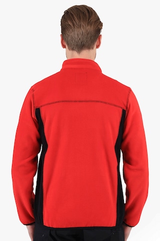 Çift Renkli Polar Ceket Kırmızı - Siyah