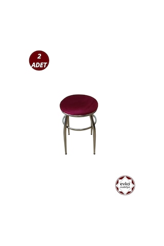 Evko Mobilya Tabure, Bar Taburesi, 2'li Tabure, Metal Ayaklı Tabure - Kırmızı