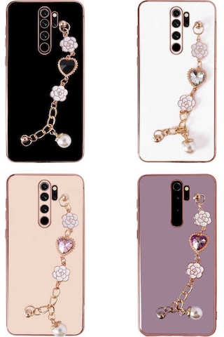 Noktaks - Redmi Note 8 Pro Uyumlu Kılıf El Tutamaçlı Kamera Korumalı Taka Silikon Kapak - Beyaz - T23491