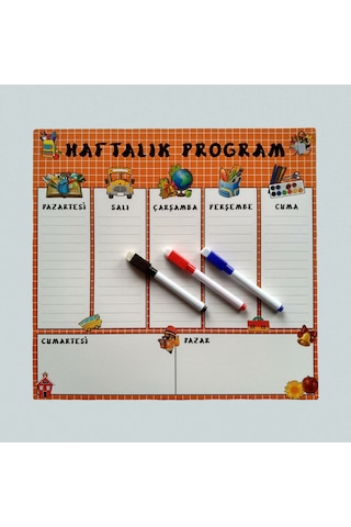 Haftalık Planlayıcı Okul Magnet - Silinebilir Yazı Tahtası
