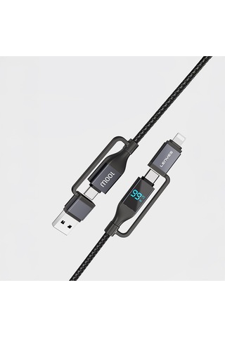 Lenyes Lc542 Dijital Göstergeli 4in1 Usb-a - Type-c + Type-c To Lightning 100w 1m Siyah
