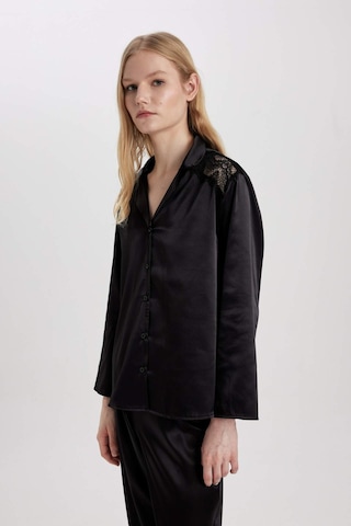 DeFacto Regular Fit Uzun Kollu Saten Casual Pijama Üstü-Fall in Love B6198AX24SPBK27