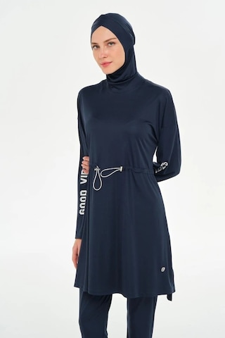 Rozamay 253132 Opal Lacivert Tam Boy Lycralı Dijital Desen Tesettür Mayo Lacivert