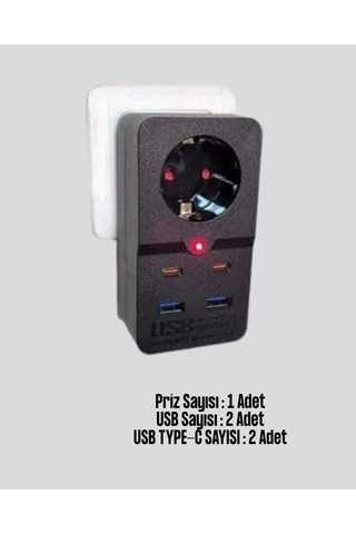 Home Akım Korumalı Priz 4 Usb Type C Destekli Yüksek Isı Dayanımlı Diğer