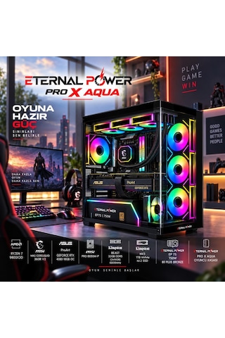 Eternal Power Amd Ryzen 7 9800x3d - Asus Proart Geforce Rtx 4080 16gb Oc - 32gb Ddr5 Ram - 1tb Nvme M.2 Ssd - Msı Mag Coreliquid 360mm Sıvı Soğutma Hazır Oyuncu Ve İş İstasyonu Bilgisayarı
