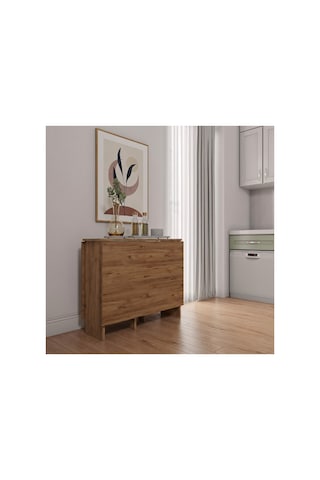 Pratik Katlanır - Açılır Kapanır Dikdörtgen Mutfak Yemek Çalışma Masası - 145 Cm X 90 Cm - %100 Mdf Atlantik - Çam