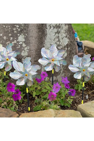 Maiyame Güneş Işığı Yansıtan 8 Köşeli Rüzgar Çarkı - Çiftlik Bahçe Havaalanı Kuş Kovucu Aracı, 1 Adet Gümüş Noktalı Büyük Boy