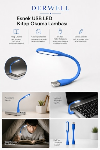 5 Li Set Renkli Usb Led Kitap Okuma Lambası Taşınabilir Mini Masa Üstü Gece Lambası Laptop Bilgisayar Uyumlu Bükülebilir Göz Yormayan Aydınlatma Işığı Şarjlı Powerbank Uyumlu Pratik Kitap Okuma Işığı