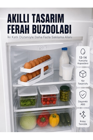 Shnstore Buzdolabı Yumurta Düzenleyici İki Katlı Kayar Raylı Yumurta Organizeri Shntknd0720 Çok Renkli