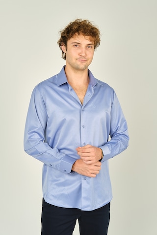 Figs Erkek Slim Fit Uzun Kollu Pamuklu Parlak Kumaş Gömlek 0013 Koyu Mavi Koyu Mavi