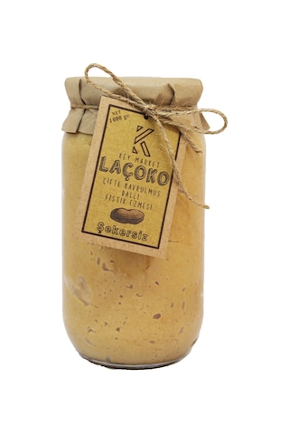 Laçoko Şekersiz Katkısız Glutensiz Doğal Çifte Kavrulmuş Ballı Fıstık Ezmesi 1 KG