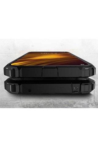 Noktaks - Xiaomi Uyumlu Xiaomi Pocophone F1 - Kılıf Çift Katman Zırh Tank Crash Military Kapak - Kırmızı