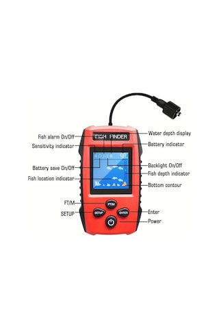 Oldfriend Kırmızı Tl88e El Tipi Balık Bulucu Renkli Ekran 100m Derinlik Ölçer Pil İle Taşınabilir