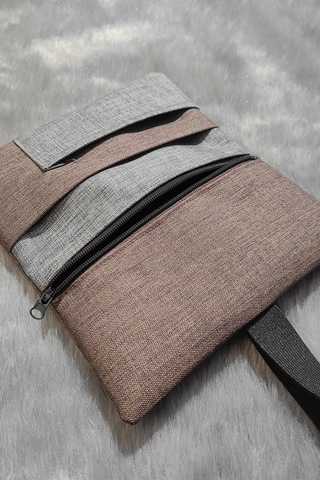 Su Geçirmez Fermuarlı İmperteks Kumaş Tütün Kesesi Çantası Tütünlük Rd50 Kahverengi