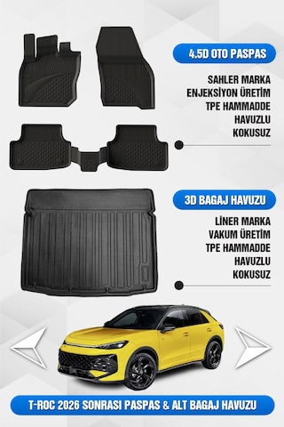 Volkswagen T-roc 2026 Sonrası Uyumlu 4.5d Premium Havuzlu Oto Paspas Ve Liner Alt Bagaj Havuzu Volkswagen T-roc 2026 Sonrası Uyumlu 4.5d Premium Havuzlu Oto Paspas Ve Liner Alt Bagaj Havuzu